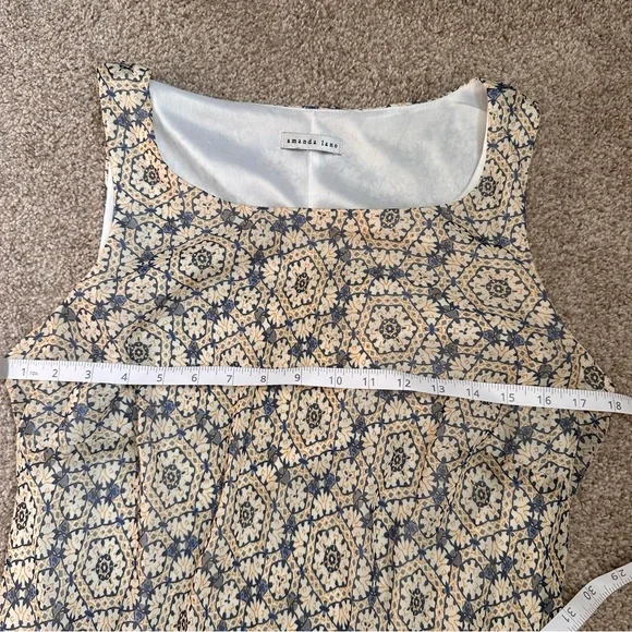 Amanda Lane Cream and Blue Floral Tiered Maxi Dress - Picture 7 of 8